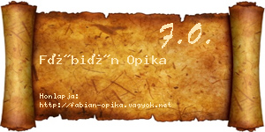 Fábián Opika névjegykártya